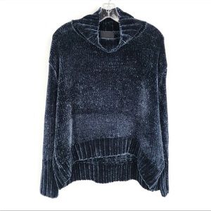 Cynthia Rowley XL Dark Teal Blue Green Cozy Oversized Dolman Sleeve Knit Sweater